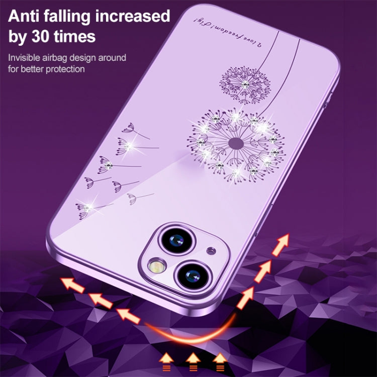 Electroplating Diamond Dandelion TPU Phone Case, For iPhone 14 Pro Max