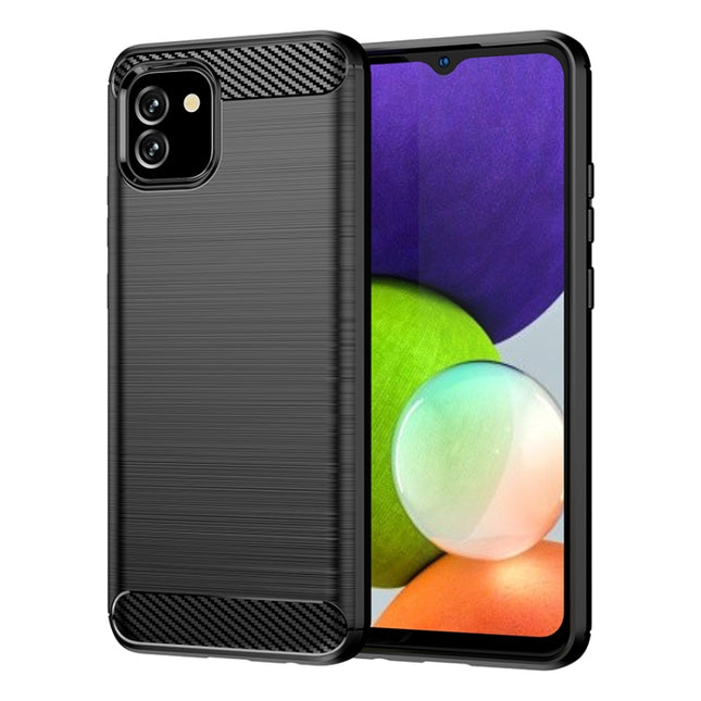 Brushed Texture Carbon Fiber TPU Phone Case, For Samsung Galaxy A03 EU Version, For Samsung Galaxy A03 US Version, For Samsung Galaxy A03 Core, For Samsung Galaxy A03s US Version, For Samsung Galaxy F23, For Samsung Galaxy M23, For Samsung Galaxy M53