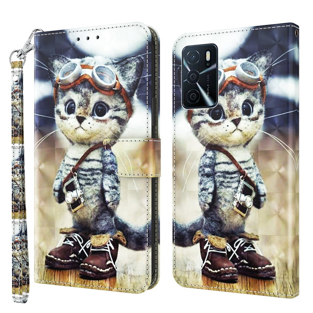 3D Painted Leather Phone Case, For OPPO A16 / A16s / A54s, For OPPO A54 5G / A74 5G, For OPPO A94 5G / A95 5G