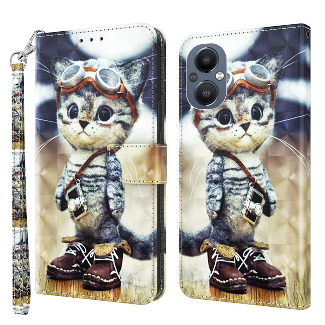3D Painted Leather Phone Case, For OPPO A96 5G / Reno7 Z