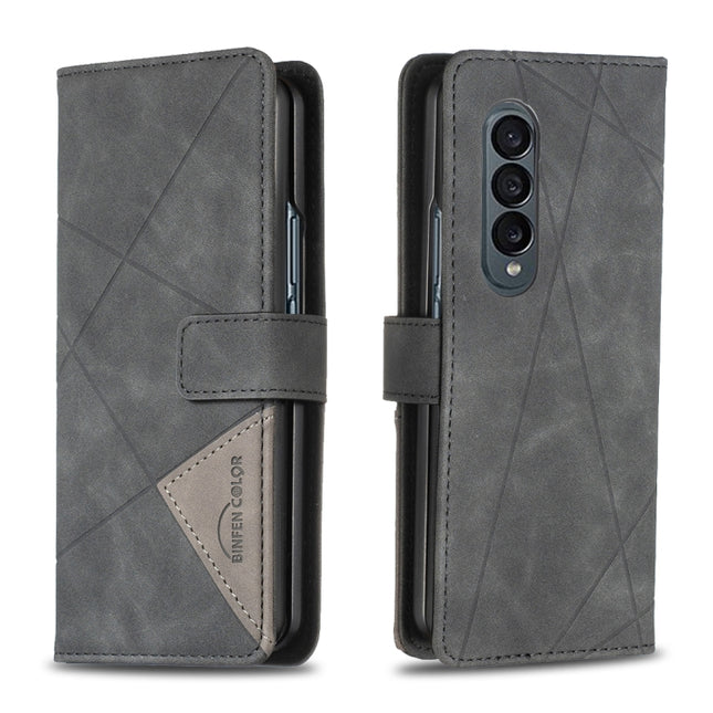 BF05 Magnetic Buckle Rhombus Texture Leather Phone Case, For Samsung Galaxy Z Fold4
