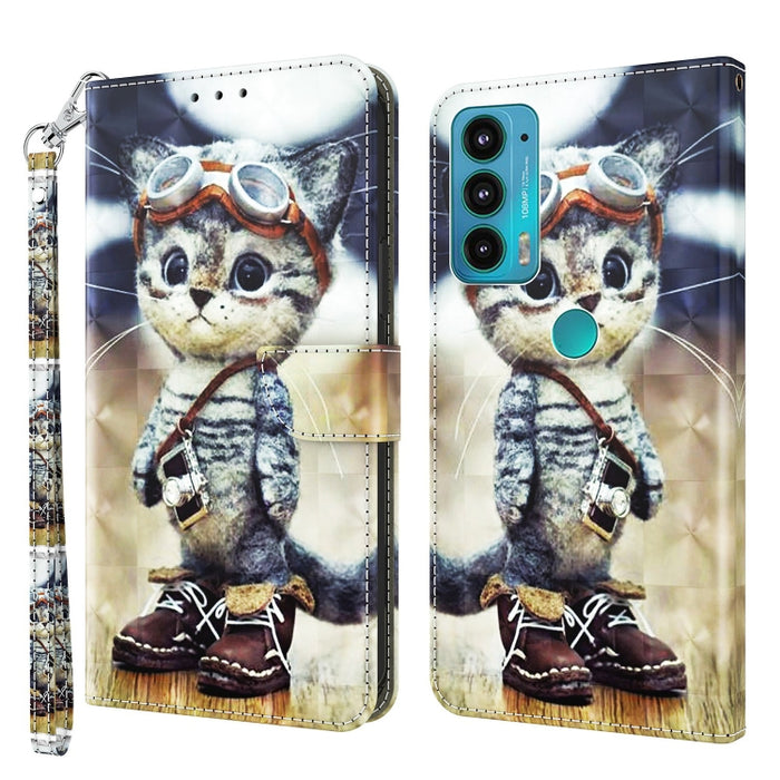 3D Painted Leather Phone Case, For Motorola Moto E20 / E30 / E40, For Motorola Moto G22, For Motorola Moto G10 / G20 / G30