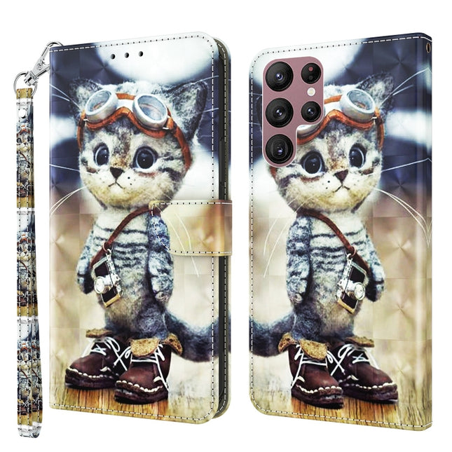 3D Painted Leather Phone Case, For Samsung Galaxy S22 5G, For Samsung Galaxy S22+ 5G, For Samsung Galaxy S22 Ultra 5G