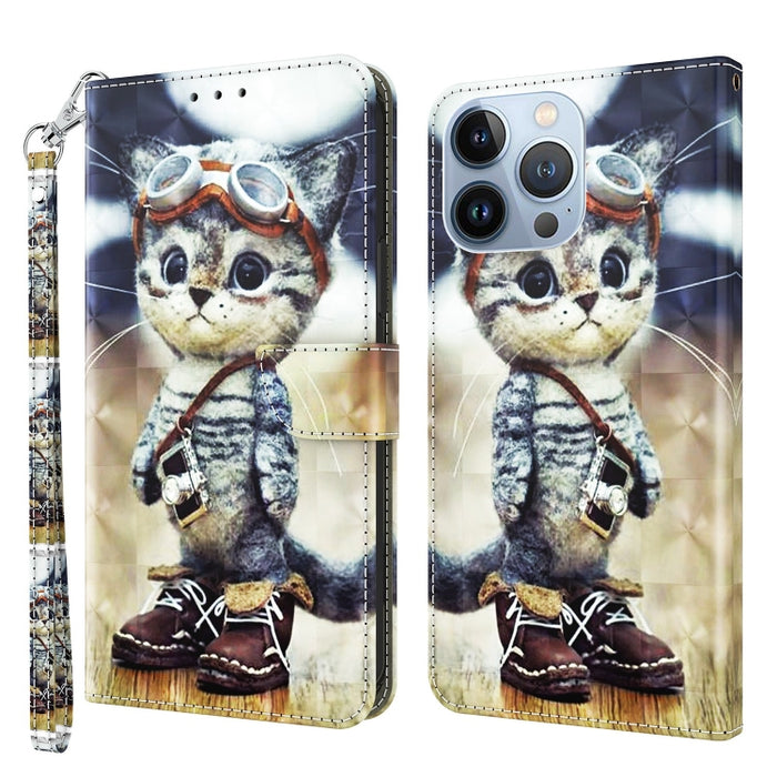 3D Painted Leather Phone Case, For iPhone 13 Pro, For iPhone 13 Pro Max, For iPhone 12 mini