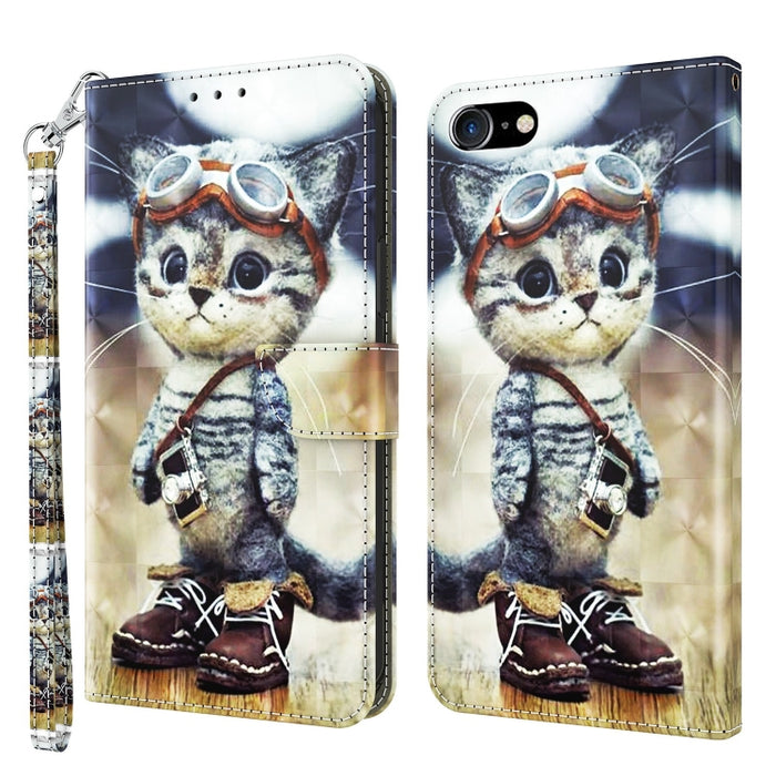 3D Painted Leather Phone Case, For iPhone SE 2022 / SE 2020 / 8 / 7, For iPhone XR, For iPhone 8 Plus / 7 Plus