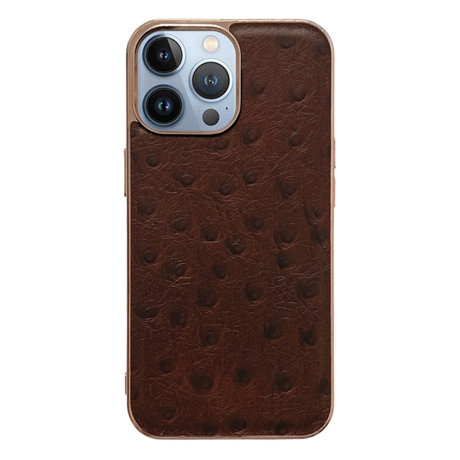 Genuine Leather Ostrich Texture Nano Case, For iPhone 13 Pro, For iPhone 13 Pro Max, For iPhone 13, For iPhone 14 Plus, For iPhone 14 Pro Max, For iPhone 14 Pro