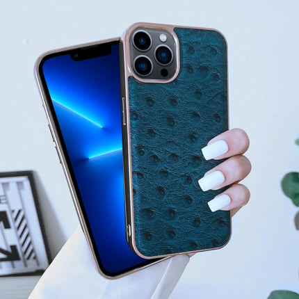 Genuine Leather Ostrich Texture Nano Case, For iPhone 13 Pro, For iPhone 13 Pro Max, For iPhone 13, For iPhone 14 Plus, For iPhone 14 Pro Max, For iPhone 14 Pro