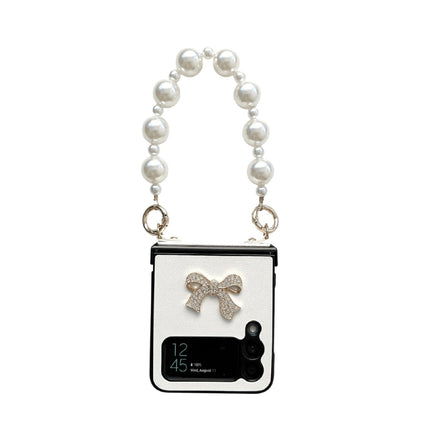 Pure Color TPU Phone Case with Hinged & Pearl Bracelet, For Samsung Galaxy Z Flip3 5G, For Samsung Galaxy Z Flip4