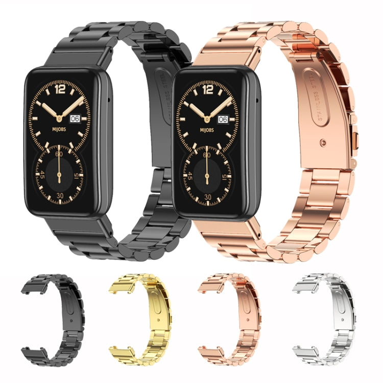 Mijobs Three-bead Metal Stainless Steel Watch Band