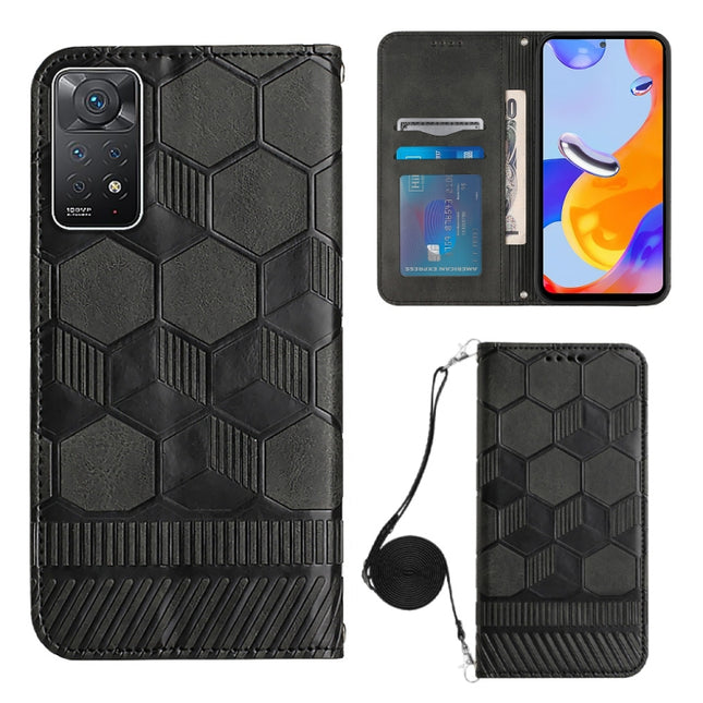 Crossbody Football Texture Magnetic PU Phone Case, For Xiaomi Redmi Note 11 Pro/Redmi Note 11 Pro 5G/Redmi Note 11 Pro+ India, For Xiaomi Poco M4 5G, For Xiaomi Poco M4 Pro 4G, For Xiaomi Poco X4 Pro 5G