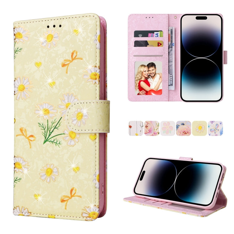 Bronzing Painting RFID Leather Case, For iPhone 14, For iPhone 14 Plus, For iPhone 14 Pro, For iPhone 14 Pro Max