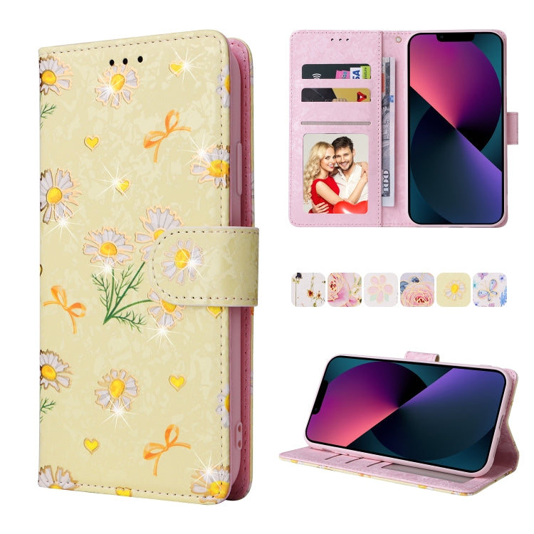Bronzing Painting RFID Leather Case, For iPhone 13 mini, For iPhone 13, For iPhone 13 Pro, For iPhone 13 Pro Max
