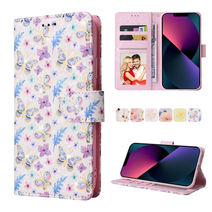 Bronzing Painting RFID Leather Case, For iPhone 13 mini, For iPhone 13, For iPhone 13 Pro, For iPhone 13 Pro Max