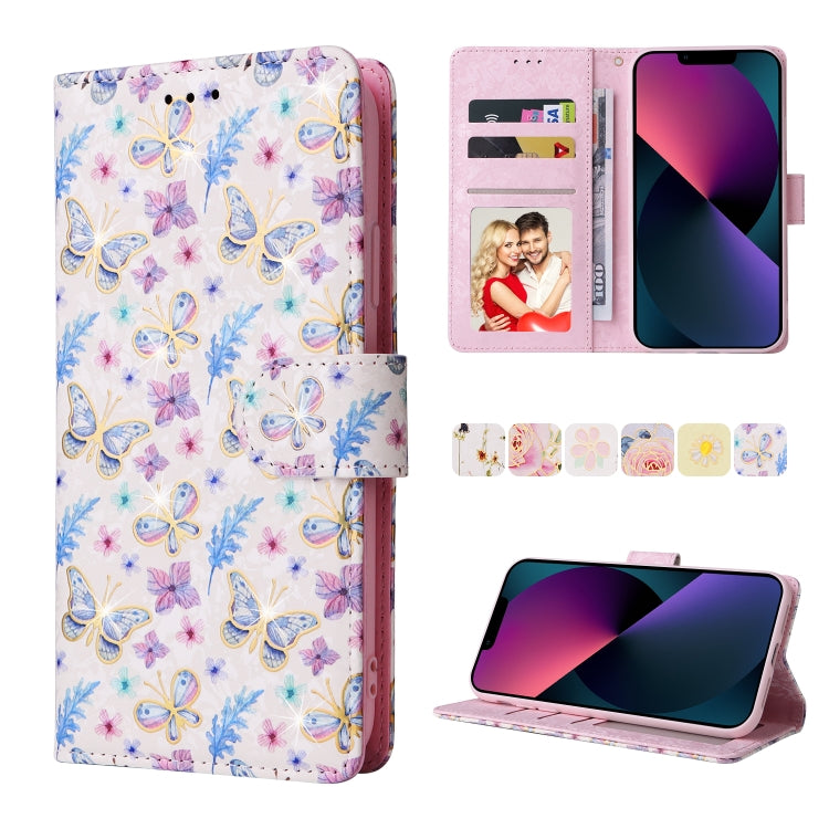 Bronzing Painting RFID Leather Case, For iPhone 13 mini, For iPhone 13, For iPhone 13 Pro, For iPhone 13 Pro Max