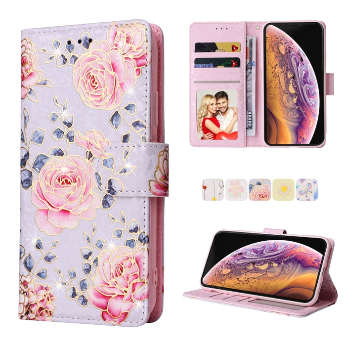 Bronzing Painting RFID Leather Case, For iPhone X / XS, For iPhone 7 Plus / 8 Plus, For iPhone SE 2022 / SE 2020 / 7 / 8
