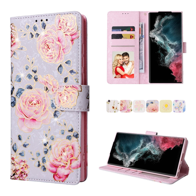 Bronzing Painting RFID Leather Case, For Samsung Galaxy S22 Ultra, For Samsung Galaxy S22 Plus, For Samsung Galaxy S22, For Samsung Galaxy S21 Ultra