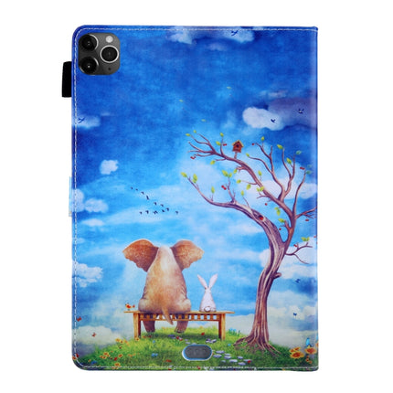 For iPad Pro 11 (2020) & (2018) Painted Pattern Tablet PC Protective Leather Case with Bracket & Card Slot & Photo Holder, Elephant Rabbit, Blue Pink Pineapple, Red Flower Pink Butterfly, Rose Flower, Red Flower Blue Butterfly, Pear Flower             ...