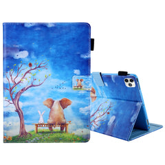 For iPad Pro 11 (2020) & (2018) Painted Pattern Tablet PC Protective Leather Case with Bracket & Card Slot & Photo Holder, Elephant Rabbit, Blue Pink Pineapple, Red Flower Pink Butterfly, Rose Flower, Red Flower Blue Butterfly, Pear Flower