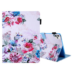 For iPad Pro 11 (2020) & (2018) Painted Pattern Tablet PC Protective Leather Case with Bracket & Card Slot & Photo Holder, Elephant Rabbit, Blue Pink Pineapple, Red Flower Pink Butterfly, Rose Flower, Red Flower Blue Butterfly, Pear Flower