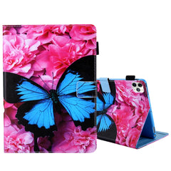 For iPad Pro 11 (2020) & (2018) Painted Pattern Tablet PC Protective Leather Case with Bracket & Card Slot & Photo Holder, Elephant Rabbit, Blue Pink Pineapple, Red Flower Pink Butterfly, Rose Flower, Red Flower Blue Butterfly, Pear Flower