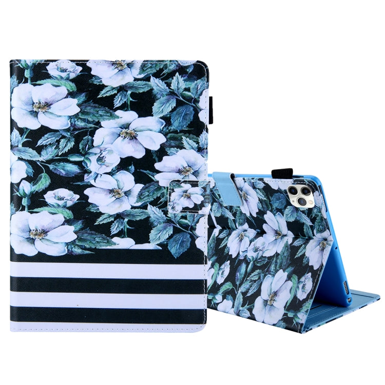 For iPad Pro 11 (2020) & (2018) Painted Pattern Tablet PC Protective Leather Case with Bracket & Card Slot & Photo Holder, Elephant Rabbit, Blue Pink Pineapple, Red Flower Pink Butterfly, Rose Flower, Red Flower Blue Butterfly, Pear Flower�������������...