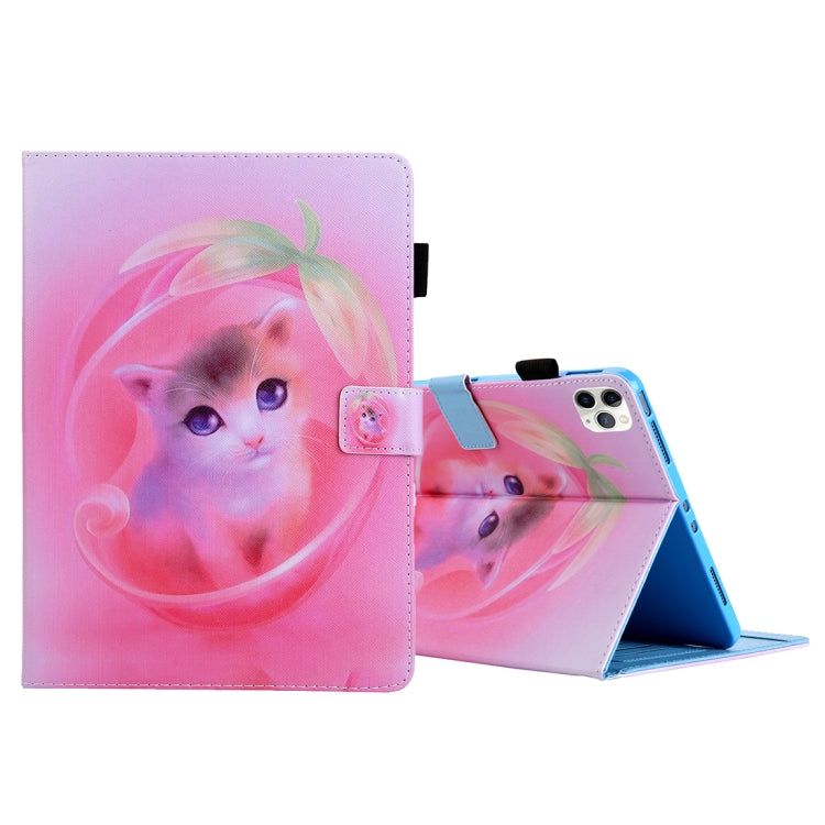 For iPad Pro 11 (2020) & (2018) Painted Pattern Tablet PC Protective Leather Case with Bracket & Card Slot & Photo Holder, Elephant Rabbit, Blue Pink Pineapple, Red Flower Pink Butterfly, Rose Flower, Red Flower Blue Butterfly, Pear Flower�������������...