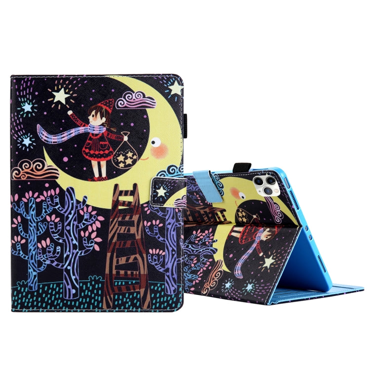 For iPad Pro 11 (2020) & (2018) Painted Pattern Tablet PC Protective Leather Case with Bracket & Card Slot & Photo Holder, Elephant Rabbit, Blue Pink Pineapple, Red Flower Pink Butterfly, Rose Flower, Red Flower Blue Butterfly, Pear Flower�������������...