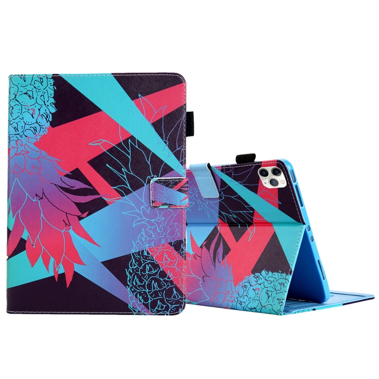 For iPad Pro 11 (2020) & (2018) Painted Pattern Tablet PC Protective Leather Case with Bracket & Card Slot & Photo Holder, Elephant Rabbit, Blue Pink Pineapple, Red Flower Pink Butterfly, Rose Flower, Red Flower Blue Butterfly, Pear Flower�������������...