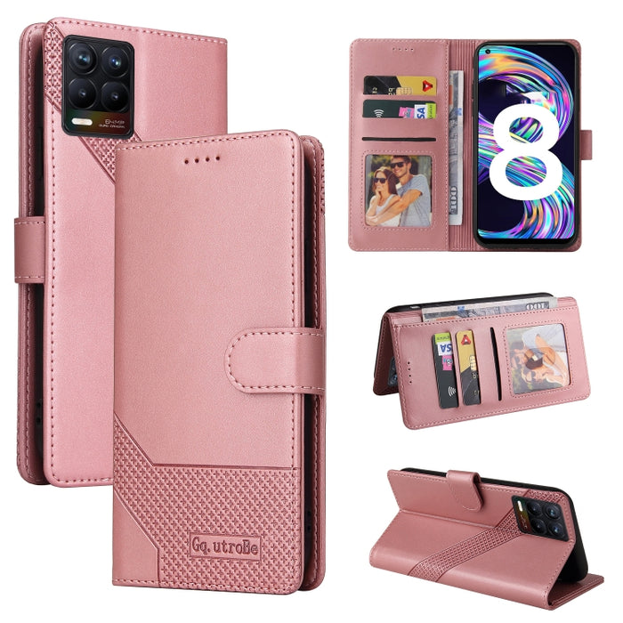 GQUTROBE Skin Feel Magnetic Leather Phone Case, For Realme 8, For Realme C11, For Realme C15, For Realme C20