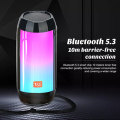 T&amp;G TG643 Tragbarer wasserdichter Subwoofer mit LED-Licht, kabelloser Bluetooth-Lautsprecher