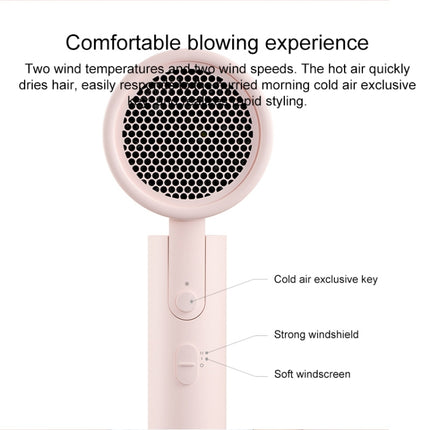 Secador de pelo eléctrico portátil de iones negativos Xiaomi Mijia H100 original, enchufe estadounidense, H100 (blanco), H100 (rosa)