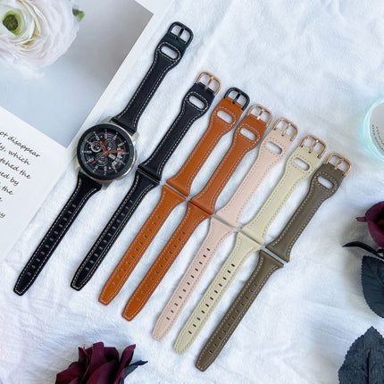 22mm Reverse Buckle Genuine Leather Watch Band, For Samsung Galaxy Watch3 / Huawei Watch GT3 Pro