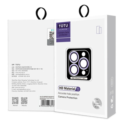 TOTUDESIGN AB-061 Golden Shield Series Metal Frame Camera Lens Film, For iPhone 14/14 Plus