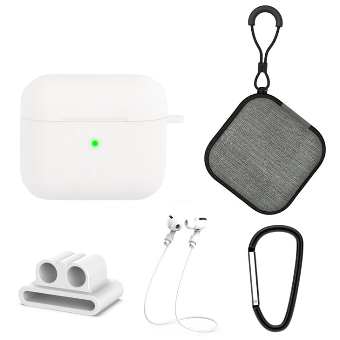 5 in 1 Silicone Earphone Protective Case + Earphone Bag + Earphones Buckle + Hook + Anti-lost Rope Set, For AirPods 3