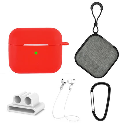 5 in 1 Silicone Earphone Protective Case + Earphone Bag + Earphones Buckle + Hook + Anti-lost Rope Set, For AirPods 3