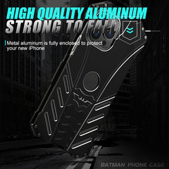 R-JUST Batman Metal Mobile Phone Protective Case, For iPhone 14, For iPhone 14 Plus, For iPhone 14 Pro, For iPhone 14 Pro Max