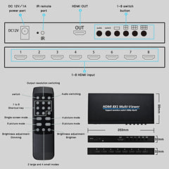 NK-818 HDMI 8x1 Multi-Viewer Supports Seamless Switch 1080P, US Plug, 8 x 1, US Plug