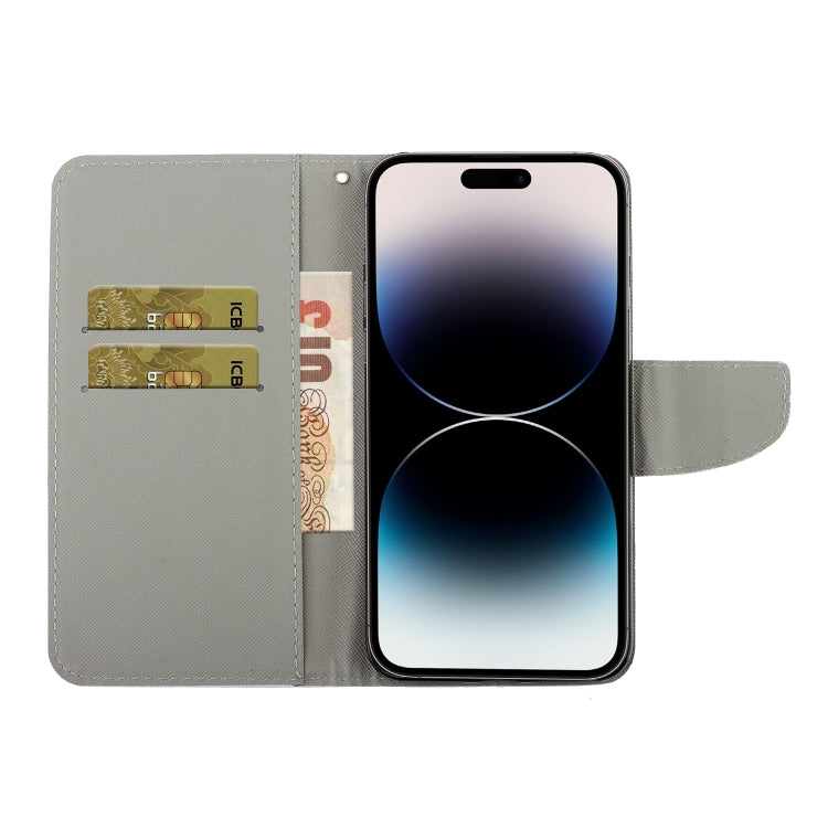 Colored Drawing Leather Phone Case, For iPhone 14 Pro
