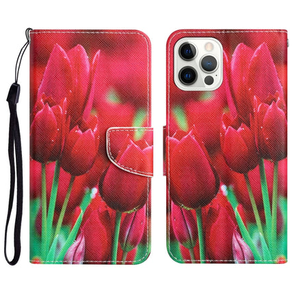 Colored Drawing Leather Phone Case, For iPhone 14 Pro