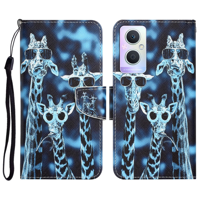 Colored Drawing Leather Phone Case, For OPPO A96 5G