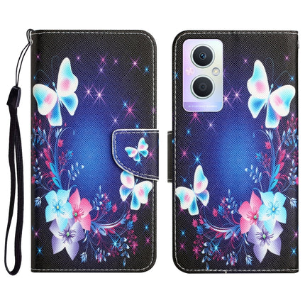 Colored Drawing Leather Phone Case, For OPPO A96 5G
