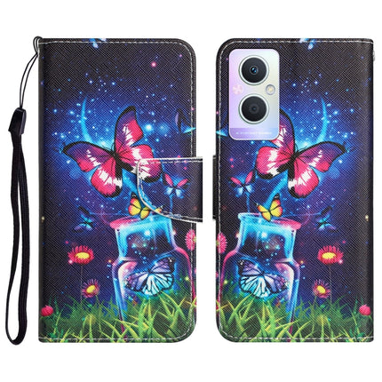 Colored Drawing Leather Phone Case, For OPPO A96 5G