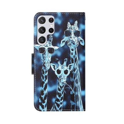 Colored Drawing Leather Phone Case, For Samsung Galaxy S22 Ultra 5G
