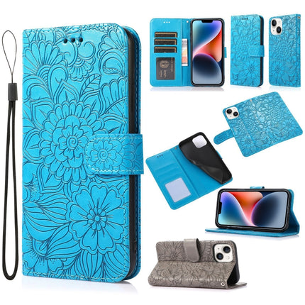 Skin Feel Embossed Sunflower Horizontal Leather Case, For iPhone 13, For iPhone 13 mini, For iPhone 13 Pro, For iPhone 13 Pro Max