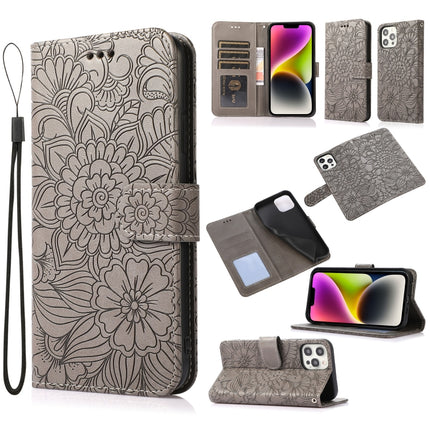 Skin Feel Embossed Sunflower Horizontal Leather Case, For iPhone 13, For iPhone 13 mini, For iPhone 13 Pro, For iPhone 13 Pro Max
