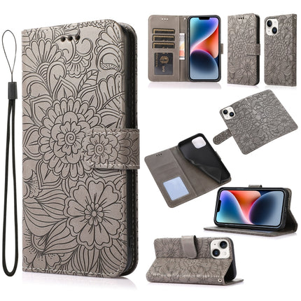 Skin Feel Embossed Sunflower Horizontal Leather Case, For iPhone 14, For iPhone 14 Plus, For iPhone 14 Pro, For iPhone 14 Pro Max