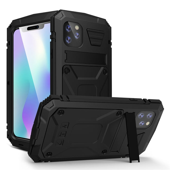 Funda protectora de metal y silicona a prueba de golpes, impermeable y a prueba de polvo con soporte, para iPhone 11, para iPhone 11 Pro, para iPhone 11 Pro Max, para iPhone X / XS, para iPhone XR, para iPhone XS Max, para Galaxy S20 Ultra