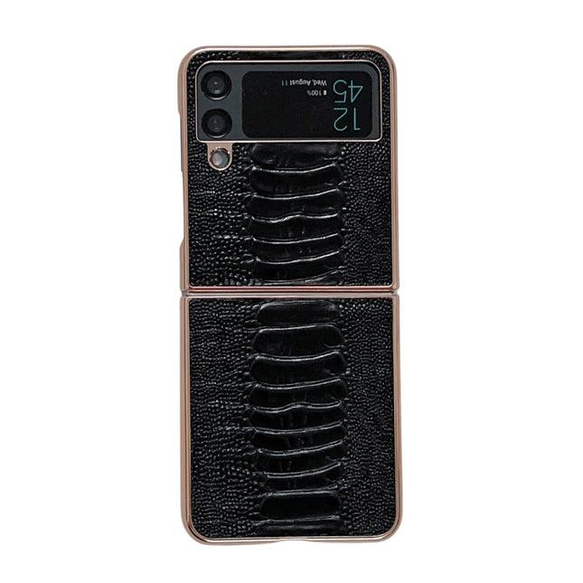 Genuine Leather Weilai Series Nano Electroplating Phone Case, For Samsung Galaxy Z Flip4 5G, For Samsung Galaxy Z Flip3 5G