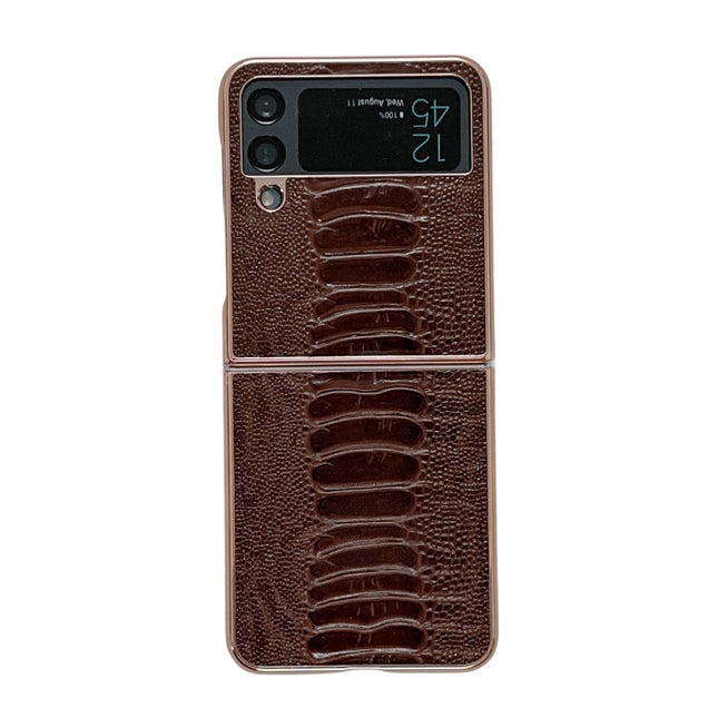 Genuine Leather Weilai Series Nano Electroplating Phone Case, For Samsung Galaxy Z Flip4 5G, For Samsung Galaxy Z Flip3 5G