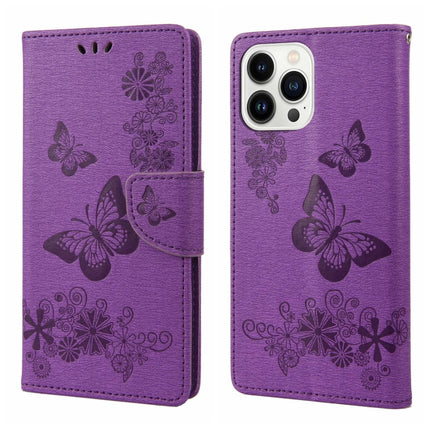 Butterfly Embossed Horizontal Flip Leather Phone Case, For iPhone 14, For iPhone 14 Plus, For iPhone 14 Pro